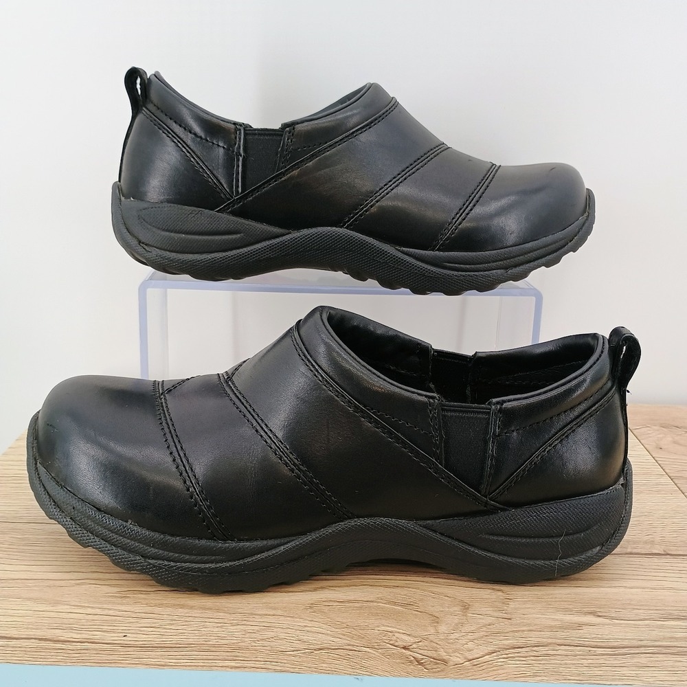 LL Bean Comfort Mocs Womens 8.5 W Black Leather Slip On Loafer Shoes 268707